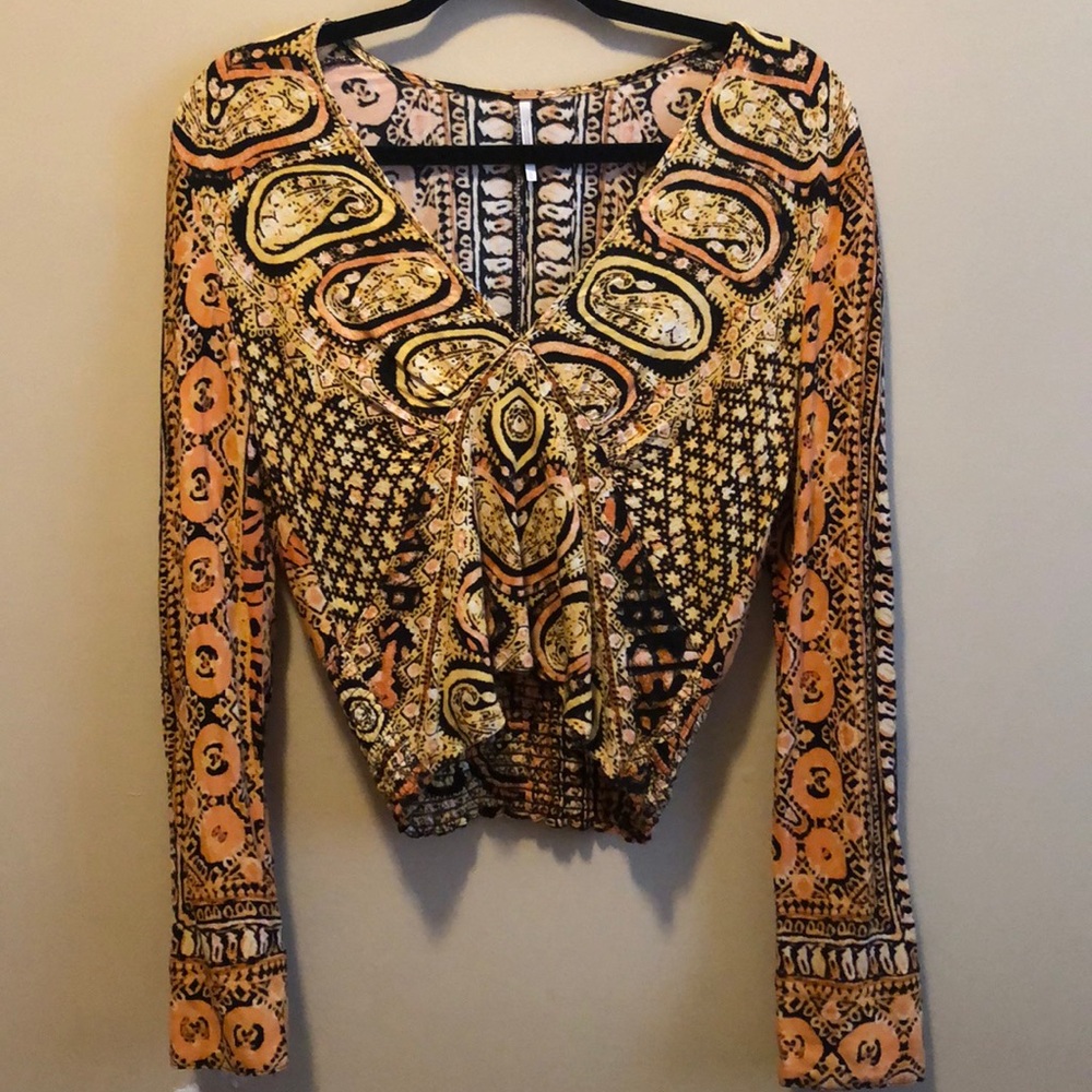 Tribal print free people long sleeve top